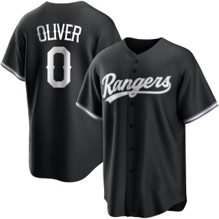 Texas Rangers Men's Al Oliver Jersey - Black/White Replica
