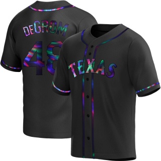 Texas Rangers Men's Jacob deGrom Alternate Jersey - Black Holographic Replica