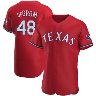 Texas Rangers Men's Jacob deGrom Alternate Jersey - Red Authentic