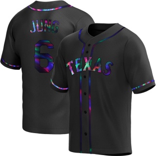 Texas Rangers Men's Josh Jung Alternate Jersey - Black Holographic Replica