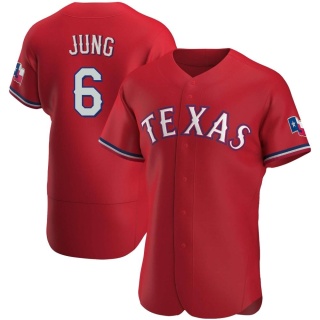 Texas Rangers Men's Josh Jung Alternate Jersey - Red Authentic