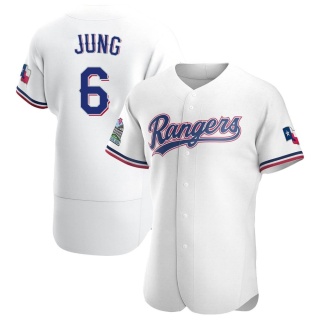 Texas Rangers Men's Josh Jung Home Jersey - White Authentic