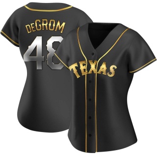Texas Rangers Women's Jacob deGrom Alternate Jersey - Black Golden Replica