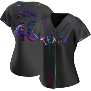 Texas Rangers Women's Jacob deGrom Alternate Jersey - Black Holographic Replica