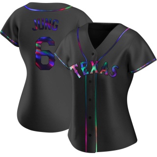 Texas Rangers Women's Josh Jung Alternate Jersey - Black Holographic Replica