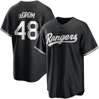 Texas Rangers Youth Jacob deGrom Jersey - Black/White Replica