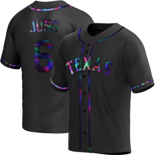 Texas Rangers Youth Josh Jung Alternate Jersey - Black Holographic Replica
